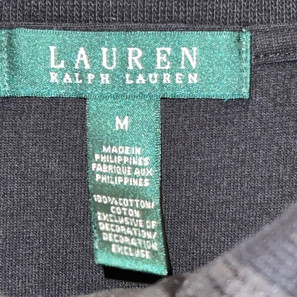 Lauren, Ralph Lauren Black 1/4 gold tone button collared pullover. Size Med GUC - Picture 5 of 8